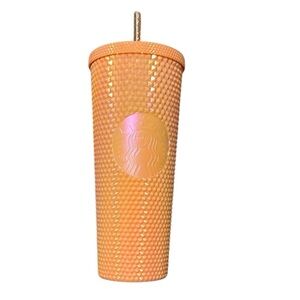 Starbucks coral iridescent studded tumbler with straw 24 oz